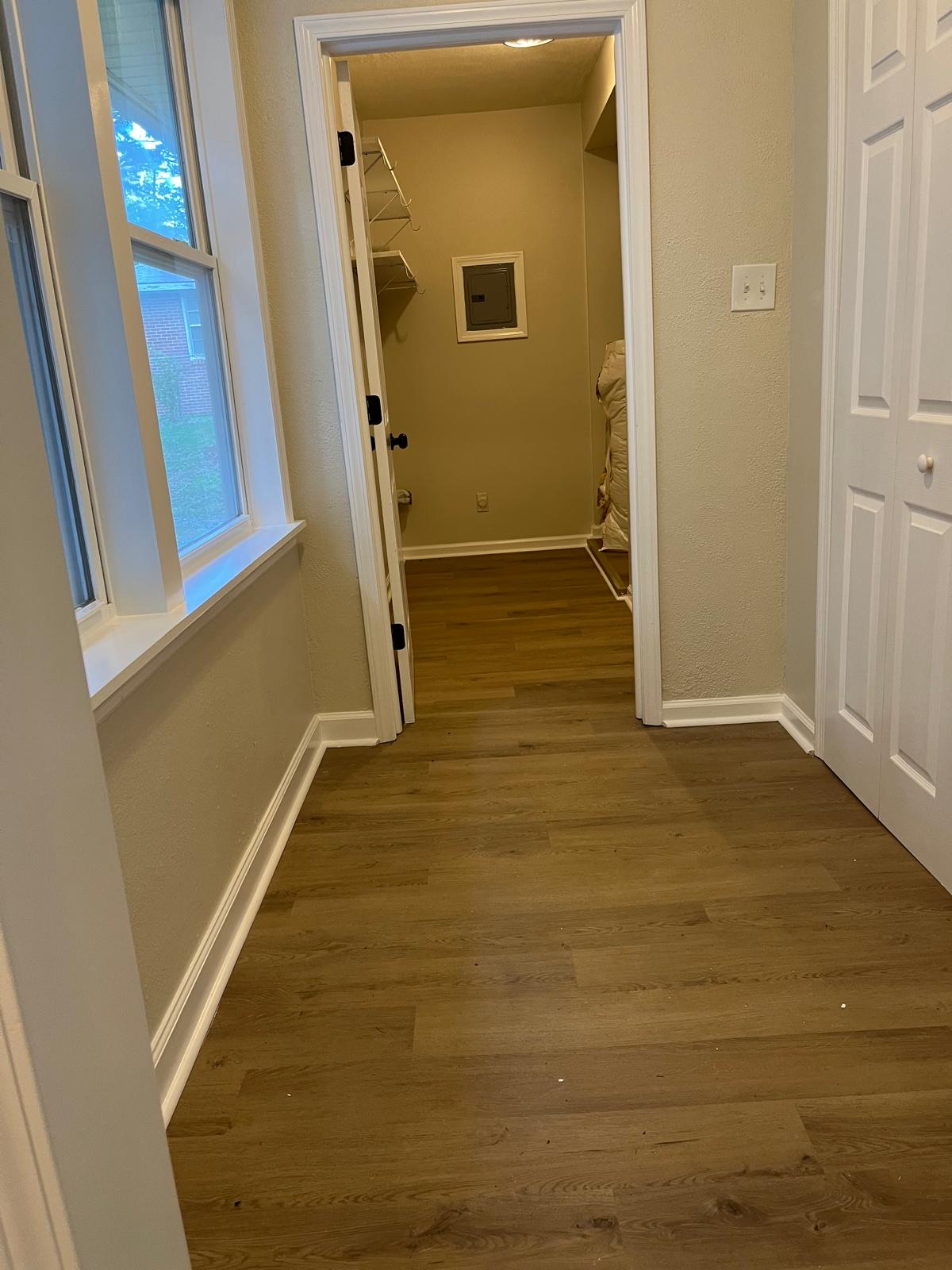 New hardwood flooring through hallway